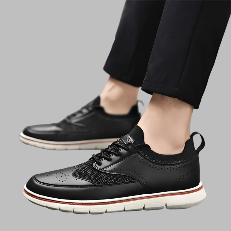 black-formal-trainers-on-feet