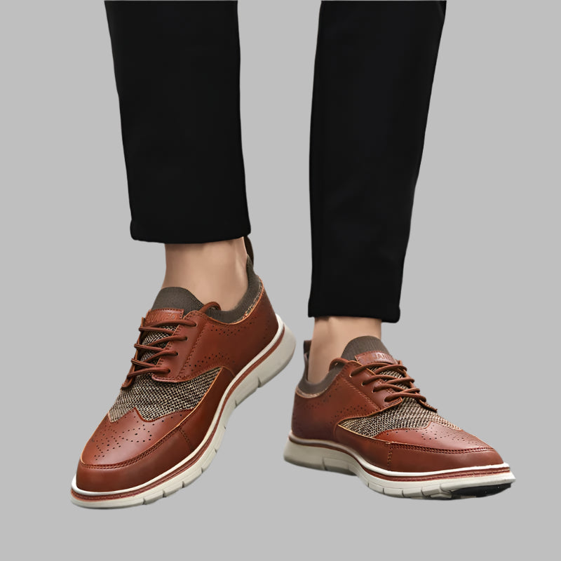 brown-formal-trainers-on-feet